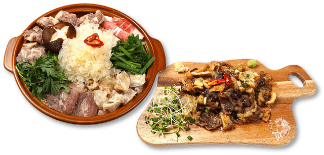 꼬리수육전골 셋트 + 오드레기 1